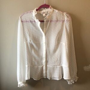 LOFT Sheer White Blouse